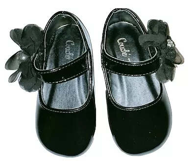 Baby Girls Black Ballet Shoes Flower By Couche Tot Christening Wedding Party • £12.99