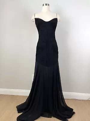 NEW MAXAZRIA ATELIER Ball GOWN Dress Size 2 Black Long Maxi Sleeveless • £283.08