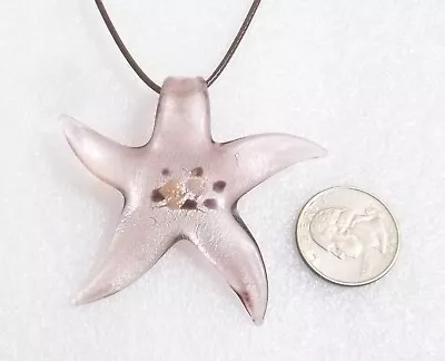 Murano Glass Lampwork Large Starfish Pendant Cord Necklace • $4.95