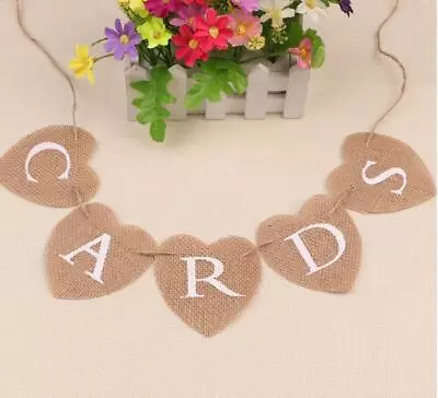 £4.49 • Buy Cards Table Wedding Burlap Bunting - Natural Hessian Banner Decorations Banners