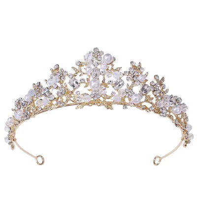 $16.49 • Buy 5.3cm Tall Crystal Pearl Wedding Bridal Queen Princess Prom Tiara Crown 2 Colors