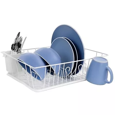 Jumbo Dish Drainer Rack With Plastic Drip Tray & Holder Sink Drying Cup Plates • £9.99