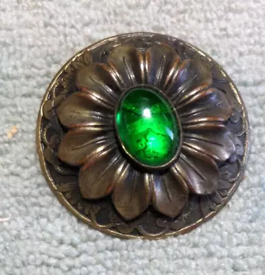 Large Antique Victorian Jewel Button Emeral Green Center 1 & 1/2  Inch • $10