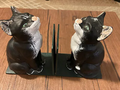 Cute Metal Black & White Cats Book Ends Used Very Good Condition Heavy Metal • $29.99