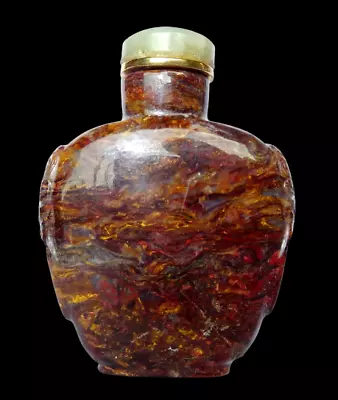 Snuffbox Chinese Agate A Inclusions- Qing 19° S - Ancient Agate Snuff Bottle • $430.60