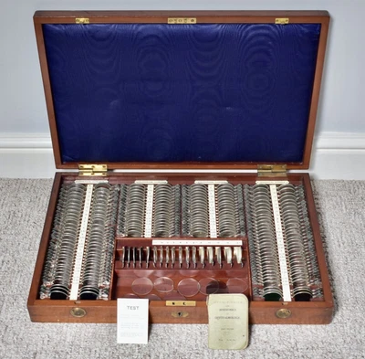 £249 • Buy Antique Optometrist Opticians Optics Set Mahogany Case Lowings Book 1929