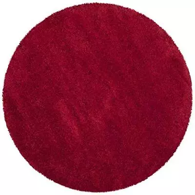 Milan Shag Collection 3' Round Red Sg180 Solid Nonshedding Living Room Bedroom D • $56