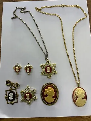 Vintage Cameo Jewelry Lot Necklaces/brooches • $60