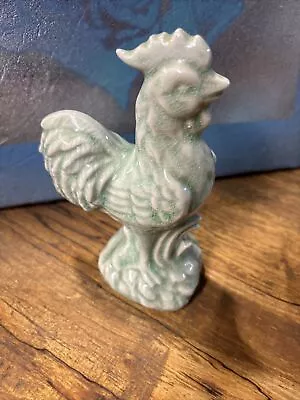 Vintage Ceramic Green Rooster Statue Figurine Hermitage Pottery • $3.99