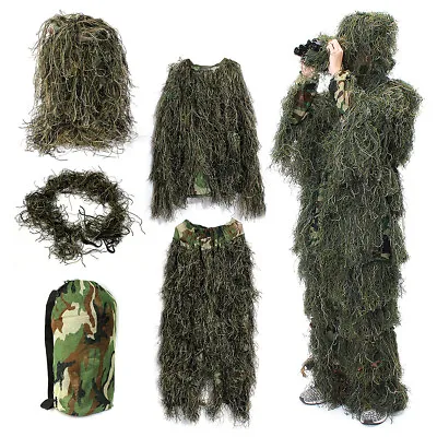 £30.99 • Buy 3D Ghillie Suit 5 PCS Military Tactical Woodland Camouflage Hunting Suit Army