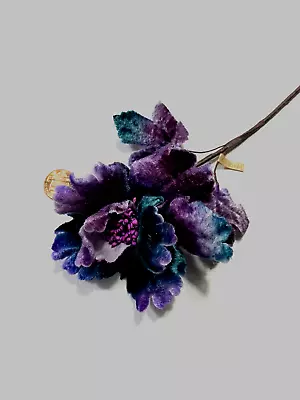 Velvet Purple And Teal Flower- Made In Japan - -Vintage • $8.99