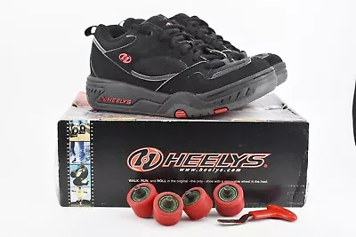 Heelys Rapid Roller Skates Sneakers #7231 Black/ Charcoal Red Mens/ Boys 7 Box • £24.12