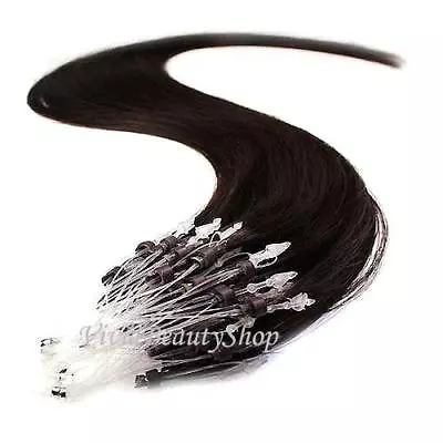 100 Micro Loop Ring Beads I Tip Indian Remy Human Hair Extensions Off Black #1B • $129.99