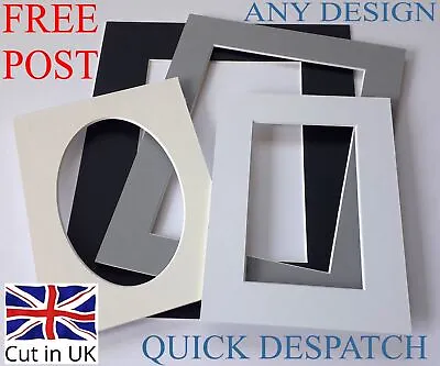 PHOTO / PICTURE FRAME MOUNTS CUSTOM CUT TO ORDER  ANY SIZE METRIC Upto 60 X 80cm • £6.95