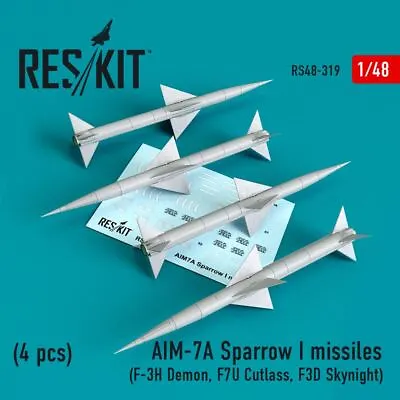 1/48 Reskit AIM-7A Sparrow I Missiles (4pcs) (F-3H Demon F7U Cutlass F3D Skynigh • $10.71