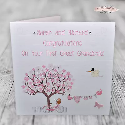 Personalised New Great / Grandparents Congratulations Card Boy Girl • £4