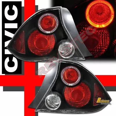 Black Halo Tail Lights For 01 02 03 Honda Civic LX DX EX HX 2-Door Coupe  • $98