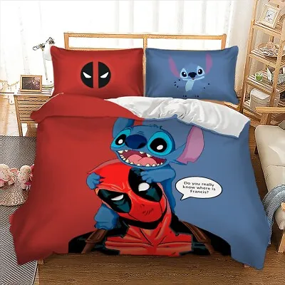 £24.99 • Buy Lilo&Stitch Cartoon Duvet Cover Bedding Set Pillow Cases Single Double King Size