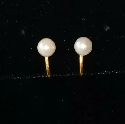 ~VAN DELL 1/20 12K GOLD Filled PEARL Vintage Screw Back Earrings Signed~FREE S&H • $56.95