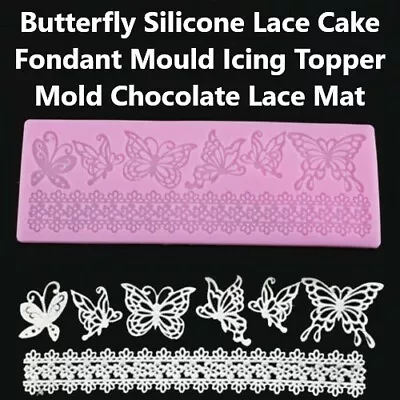 Butterfly Silicone Lace Cake Fondant Mould Icing Topper Mold Chocolate Lace Mat • £3.45