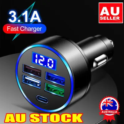 $10.06 • Buy Fast Car Charger 4 USB Port  Type C Universal Socket Adapter For Iphone Samsung