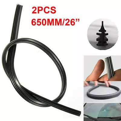 $4.24 • Buy 2x Front Wiper Blade Rubber Insert Refill 26  Replacement Cut To Size Universal 