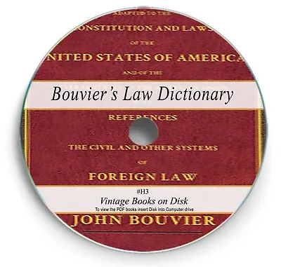 Bouvier's USA Law Dictionary & Concise Encyclopedia - 9 Books On DVD H3 • £4.60