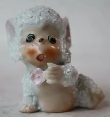 Monkey Figurine Popcorn Sugar Texture 3D Flower Ceramic Porcelain Hand Painted - • $8.99