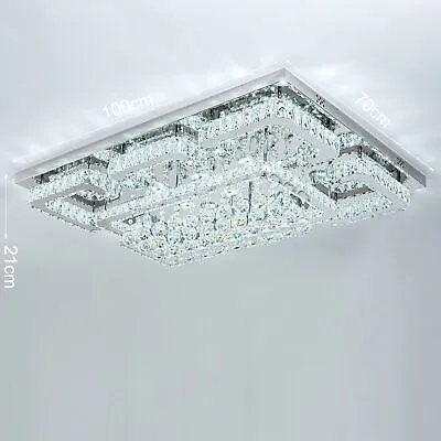 Modern LED Chandelier Lights Flush Mount Crystal Ceiling Light Living Room Lamp • £155.95