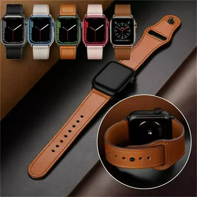 Genuine Leather Strap IWatch Band For Apple Watch Series 7 6 5 4 3 21 SE 38 - 45 • $11.39