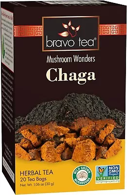 Bravo Tea Chaga Mushroom Herbal Tea Caffeine Free 20 Tea Bags 1 Count • $9.99