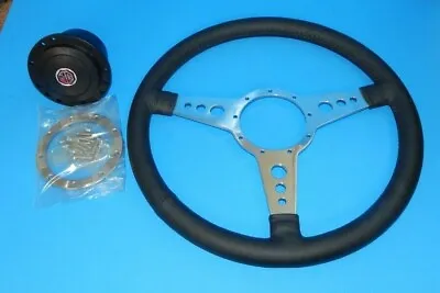 New 15  Leather Steering Wheel And Adaptor For MGB 1970-1976  Moto Lita • $489.95