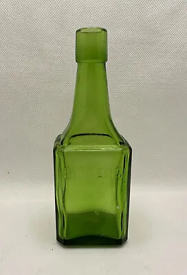 Vintage Wheaton Glass Green Embossed Bitters Bottle NJ 6  • $9.99