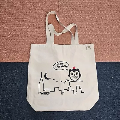 Stain* Eco Bags I Love New York Owl Cityscape Twinko Cotton Tote Beige 15x15 P4a • $14.99