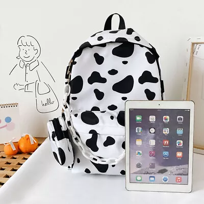 £13.42 • Buy Casual Nylon Shoulder School Bag Cow Print Student Travel Backpacks (White)