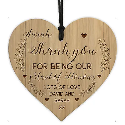 Personalised Maid Of Honour Gift Engraved Heart Thank You Gift For Friend Sister • £4.99