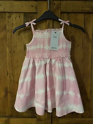 BNWT Marks And Spencer Girls Pink And White Summer Party Dress - 2-3years • £8
