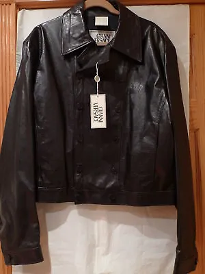 GIANNI VERSACE 1990s ESTATE COLLECTION MEN'S LEATHER JACKET ITALY SIZE 54/XL • $8900