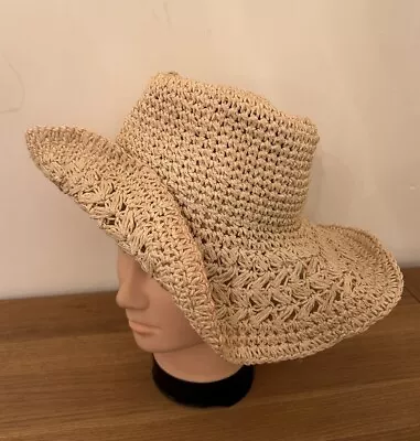 Marks & Spencer Ladies Dark Cream Straw Paper Sun Floppy Hat One Size • £4.65