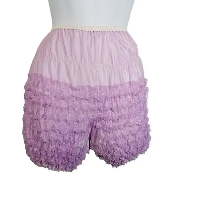 Vtg Lilac Purple Ruffle Square Dance Shorts Bloomers Pettipants Sissy S • $79.99