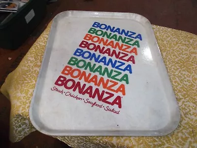 Vintage BONANZA FIBERGLASS SERVING TRAY Steak Chicken  Seafood Salad • $16.50