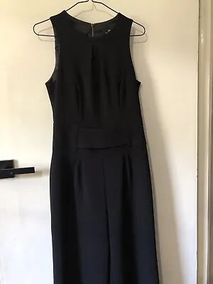 $75 • Buy Cue 8 Jumpsuit Black Wide Leg Exposed Zip Sleeveless High Waist 