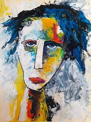 ORIGINAL ACRYLIC ART CONCEPTUAL Abstract IMPASTO PALLET PORTRAIT MODERN PAINTING • £109.84