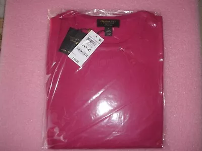 NWT Charter Club 100% Cashmere Crew Neck Sweater L MSRP $119 Fuchsia Flirt Pink • $49.99