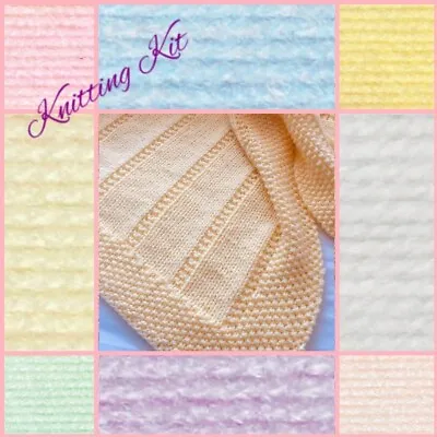 Complete Knitting Kit ~ Easy Baby Blanket ~ Aran Yarn  Needles & ~ Lovely Knitt • £11.29