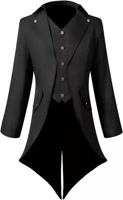 Lioop Men's Steampunk Vintage Tailcoat Dovetail Jacket Gothic Victorian Frock Co • $67.47