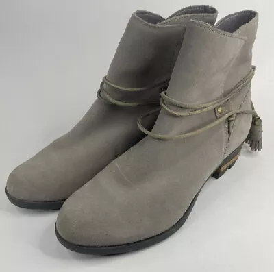 Sorel Farah Short Boots Women's Size 9.5 Suede Slate Gray Leather Ankle • $45.50