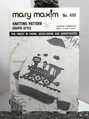 Train Steam Engine MARY MAXIM KNITTING PATTERN 4101 Railroad Child Sweater 4 6 • $14.95