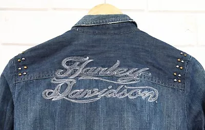 Harley Davidson Motor Cycles Long Sleeve Denim Jacket Pearl Snap Size Small • $27