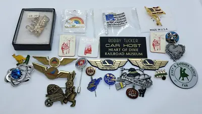 Vintage Lot Of Pins Airline American Flag Easter Name Tag Souvenir Train Hawaii • $29.99